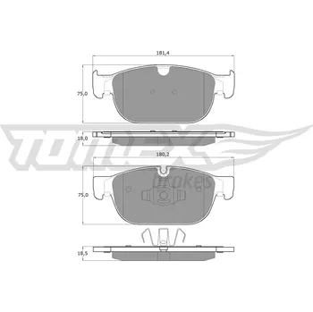 Brzdová destička Sada brzdových destiček, kotoučová brzda TOMEX TX 18-57