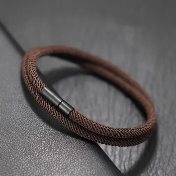 Náramek Stylový pletený náramek pro páry | náramek, šperk - Hnědý , 20,5 cm