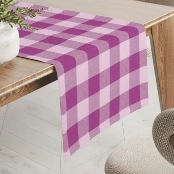 ubrus Bavlněný běhoun na stůl Olivia OL-021 Fialová kostka velká 20x120 cm