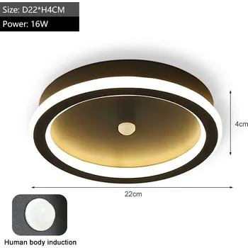 Stropní lampa LED s pohybovým senzorem | osvětlení - D Černá 14W , Teplá bílá