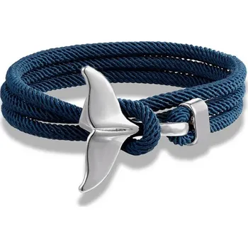 Náramek Letní párový pletený náramek ploutev | náramek, módní doplněk - Stříbrná díra modrá