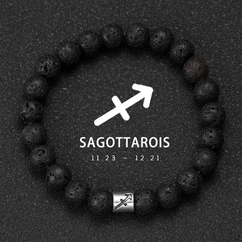 Náramek Pánský náramek ze sopečného kamene se znamením | pánský náramek, náramek znamení - Střelec