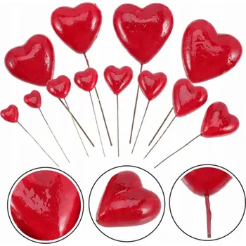 Party dekorace Sada Zápich Do Dortu ve tvaru srdce Srdíčka Na Piku Czerwone Zestaw