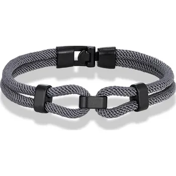 Náramek Námořnický uzlový náramek pro muže | pánský náramek, stylový doplněk - Tmavě šedá , 21 cm