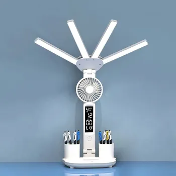 Lampička Multifunkční LED stolní lampa s ventilátorem | USB nabíjecí světlo