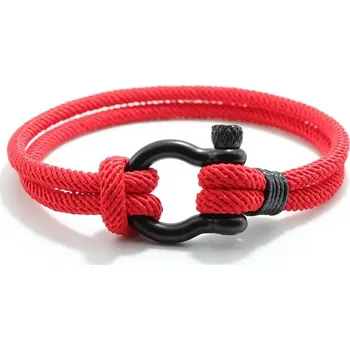 Náramek Pánský šňůrkový náramek pro štěstí | pánský náramek, stylový doplněk - Červená Černá , 20 cm