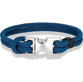 Náramek Odolný paracord náramek s ocelovou přezkou | survival náramek, záchranný náramek - Modrá díra , 23 cm
