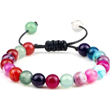 Náramek Tygří oko ručně pletený náramek energie | náramek, šperky - 8mm smíšený achát