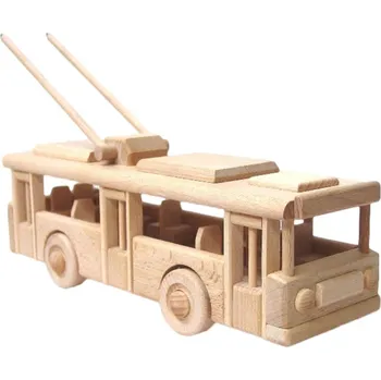Dřevěná hračka CEEDA DŘEVO Trolejbus dopravní prostředky MHD *DŘEVĚNÉ HRAČKY*