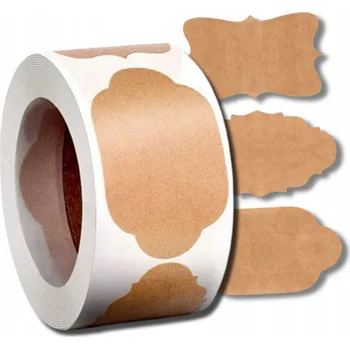 Obraz SAMOLEPICÍ ŠTÍTKY nálepky na kořenky Sklenice Zavařeniny BÉŽOVÉ 250 KS