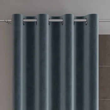 Závěs Dekorační velvet závěs s kroužky VELVI 063 modrá 140x250 cm (cena za 1 kus) MyBestHome