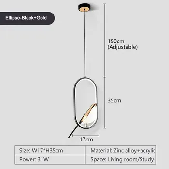 Lustr LED s rotujícím designem | závěsné světlo - Černé zlato , Trikolóra světla
