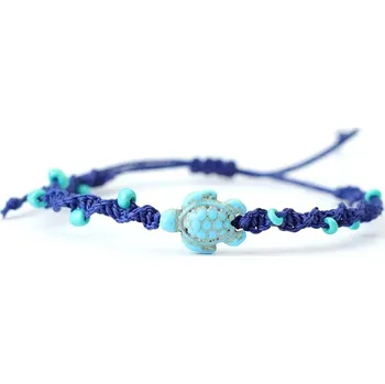 Náramek Náramek mořská želva z provázku | pánský náramek, dámský náramek - Modrý