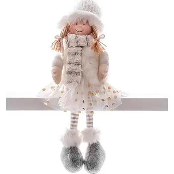 Vánoční dekorace Postavička MagicHome Děvčátko v bílém, 33cm