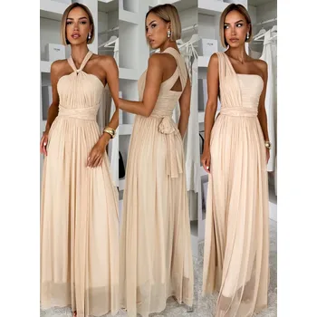 Dámské šaty OBSIYA Béžové společenské tylové variabilní šaty s vlečkou Velikost: ONESIZE