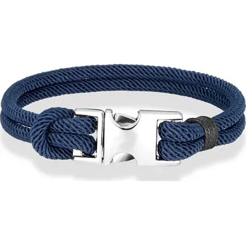 Náramek Odolný paracord náramek s ocelovou přezkou | survival náramek, záchranný náramek - Tmavě modrá , 23 cm