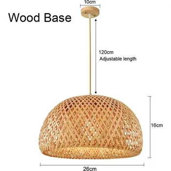 Bambusová závěsná lampa | svítidlo - Dřevěný podstavec 26 cm