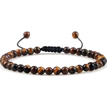 Náramek Tygří oko ručně pletený náramek energie | náramek, šperky - 4mm mini korálky