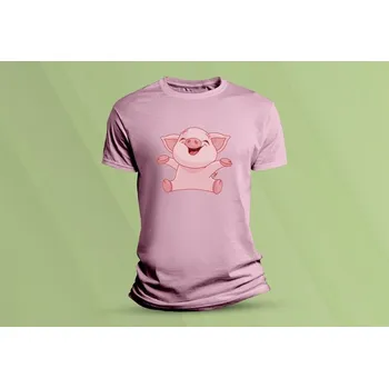 Dětské bavlněné tričko Happy pig. Růžová velikost 104 (3-4 roky)