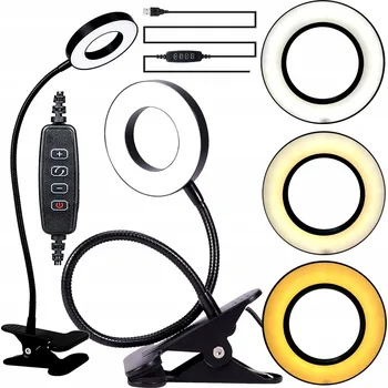 Lampička LED STOLNÍ LAMPA S KLIPEM NA STŮL ČTECÍ KULATÁ NASTAVITELNÁ USB