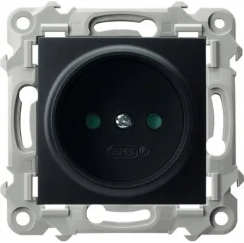 Elektrická zásuvka OSPEL JEDNODUCHÁ ZÁSUVKA S OCHRANNÝMI KLAPKAMI ČERNÁ METALÍZA SAFÍR GP-1ZP/m/33
