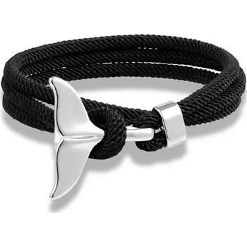 Náramek Letní párový pletený náramek ploutev | náramek, módní doplněk - stříbrná černá