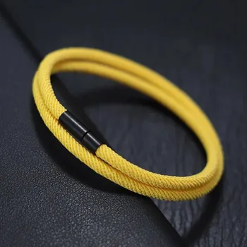 Náramek Stylový pletený náramek pro páry | náramek, šperk - žluť , 20,5 cm