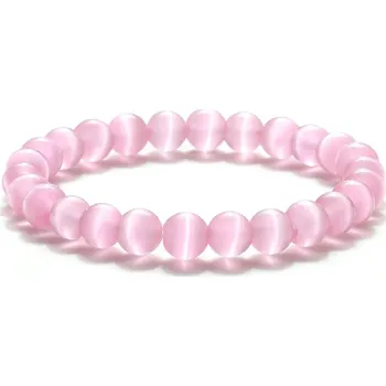 Náramek Náramek z tygřího oka a lávového kamene | pánský náramek, korálkový náramek - Růžové kočičí oko