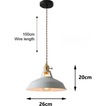 Retro závěsná lampa průmyslový styl | Stropní lustr - Šedá , Žádná žárovka
