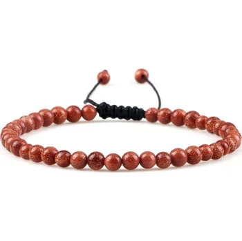 Náramek Tygří oko ručně pletený náramek energie | náramek, šperky - 4mm mini zlatý kámen