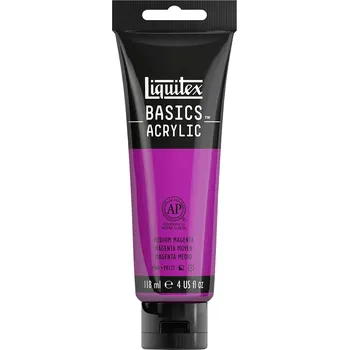 Vodová barva Liquitex Basics Umělecká barva akrylová, střední magenta, 118 ml 1046500