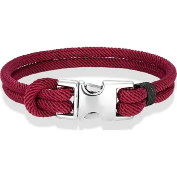 Náramek Odolný paracord náramek s ocelovou přezkou | survival náramek, záchranný náramek - Víno , 19 cm