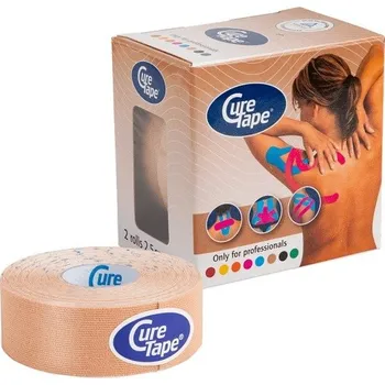 Tejpovací páska Cure Tape Classic - páskové náplasti pro kineziologické tejpování - béžové (2,5cm x 5m)