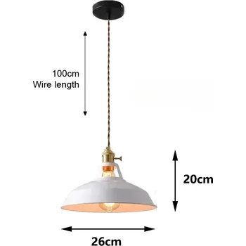 Retro závěsná lampa průmyslový styl | Stropní lustr - Bílý , Žádná žárovka