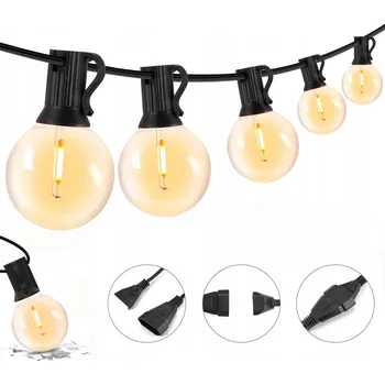 Venkovní osvětlení Solární zahradní girlanda, solární světýlka 50x LED žárovka na balkon, 15 m, IP44