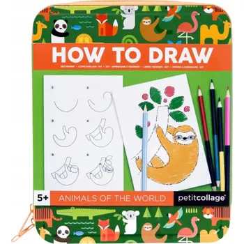 Dřevěná hračka Petit Collage Sada na kreslení Zvířátka