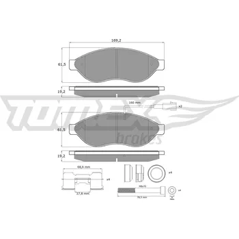 Brzdová destička Sada brzdových destiček, kotoučová brzda TOMEX TX 14-39