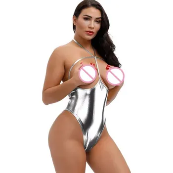 Dámské erotické prádlo Spandex body S/M Barva: Stříbrná