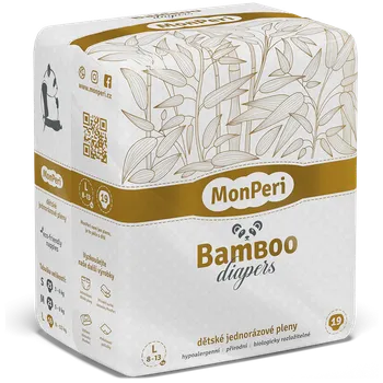 Přebalování MonPeri Bamboo L 8-13 kg- 19ks EKO dětské bambusové jednorázové plenky (velikost 4)