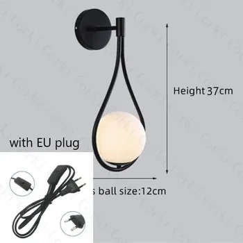 Nástěnné svítidlo Luxusní skleněné LED nástěnné světlo | Moderní osvětlení, Designová svítidla - černá s EU zástrčkou