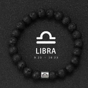 Náramek Pánský náramek ze sopečného kamene se znamením | pánský náramek, náramek znamení - Váhy