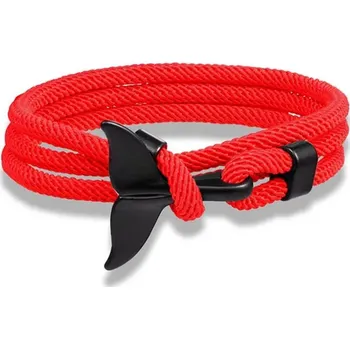 Náramek Letní párový pletený náramek ploutev | náramek, módní doplněk - Černá Červená