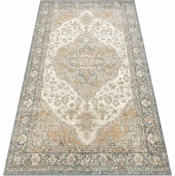 Koberec Koberec vlněný DO OBÝVÁKU LUXUSNÍ Ornament rozeta zelený 67x130 cm