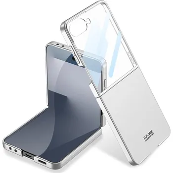 Pouzdro na mobilní telefon GKK 115560 GKK Plastový kryt se sklem pro vnější displej Samsung Galaxy Z Flip7 5G stříbrný