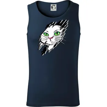 Kočka v roztrženém triku - Tílko pánské Core - S ( Námořní modrá (velmi tmavá - téměř černá) )