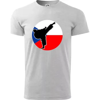 Pánské tričko Karate CZ vlajka - Triko extra velké (5-8XL) - 8XL ( Světlešedý Melír )