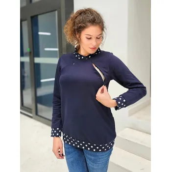 Těhotenská mikina Těhotenská a kojící mikina 3v1 Hoodie Star – tmavě modrá, bavlna Velikost: S