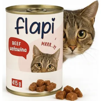Krmivo pro kočku Mokré krmivo pro kočky s hovězím masem v omáčce, kompletní krmivo 415 g Flapi