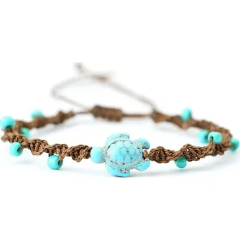 Náramek Náramek mořská želva z provázku | pánský náramek, dámský náramek - Hnědý