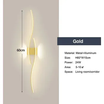 Nástěnné svítidlo Nástěnné osvětlení | světlo - Zlatá 60cm , Teplá bílá